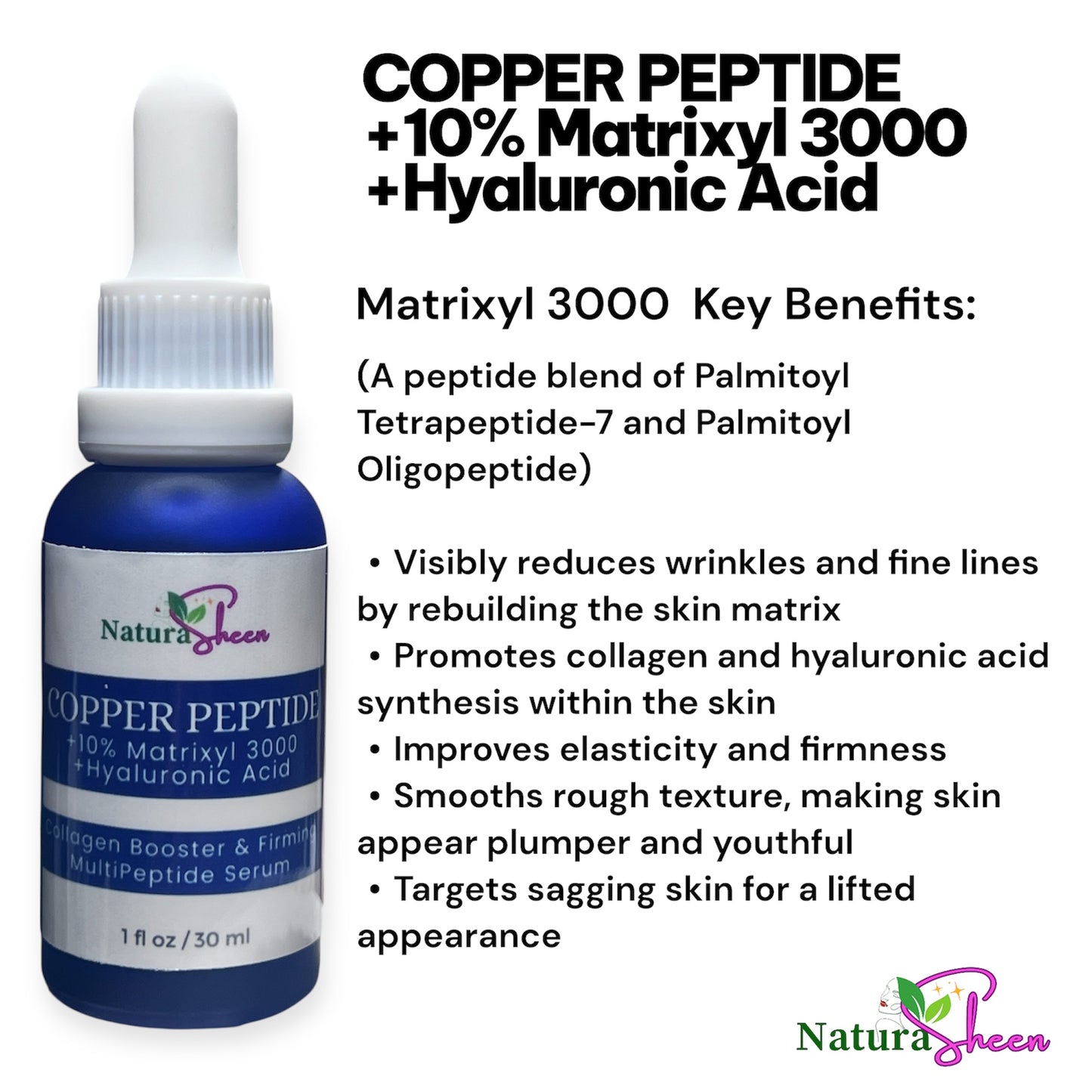 Copper Peptide + 10% Matrixyl 3000 + Hyaluronic Acid Multipeptide Serum 1 oz Anti-aging Firming Collage. booster