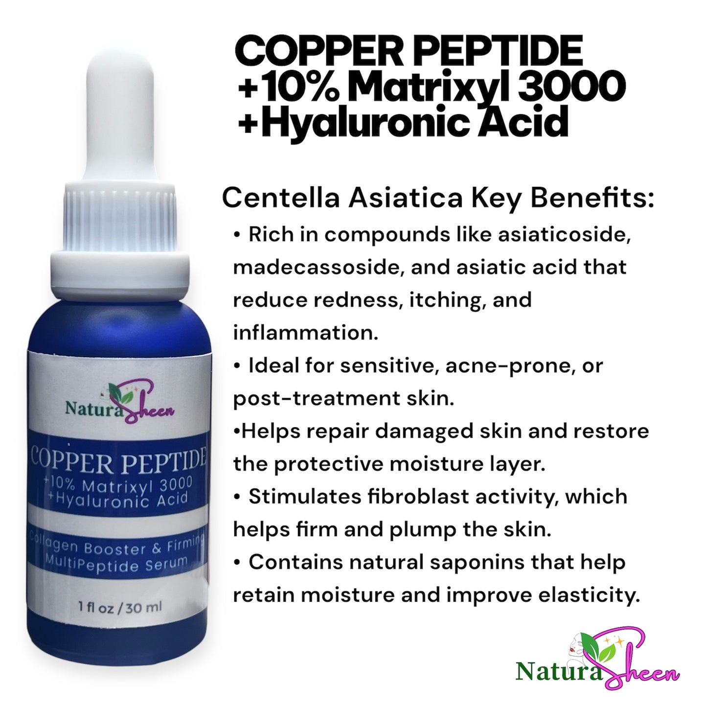 Copper Peptide + 10% Matrixyl 3000 + Hyaluronic Acid Multipeptide Serum 1 oz Anti-aging Firming Collage. booster