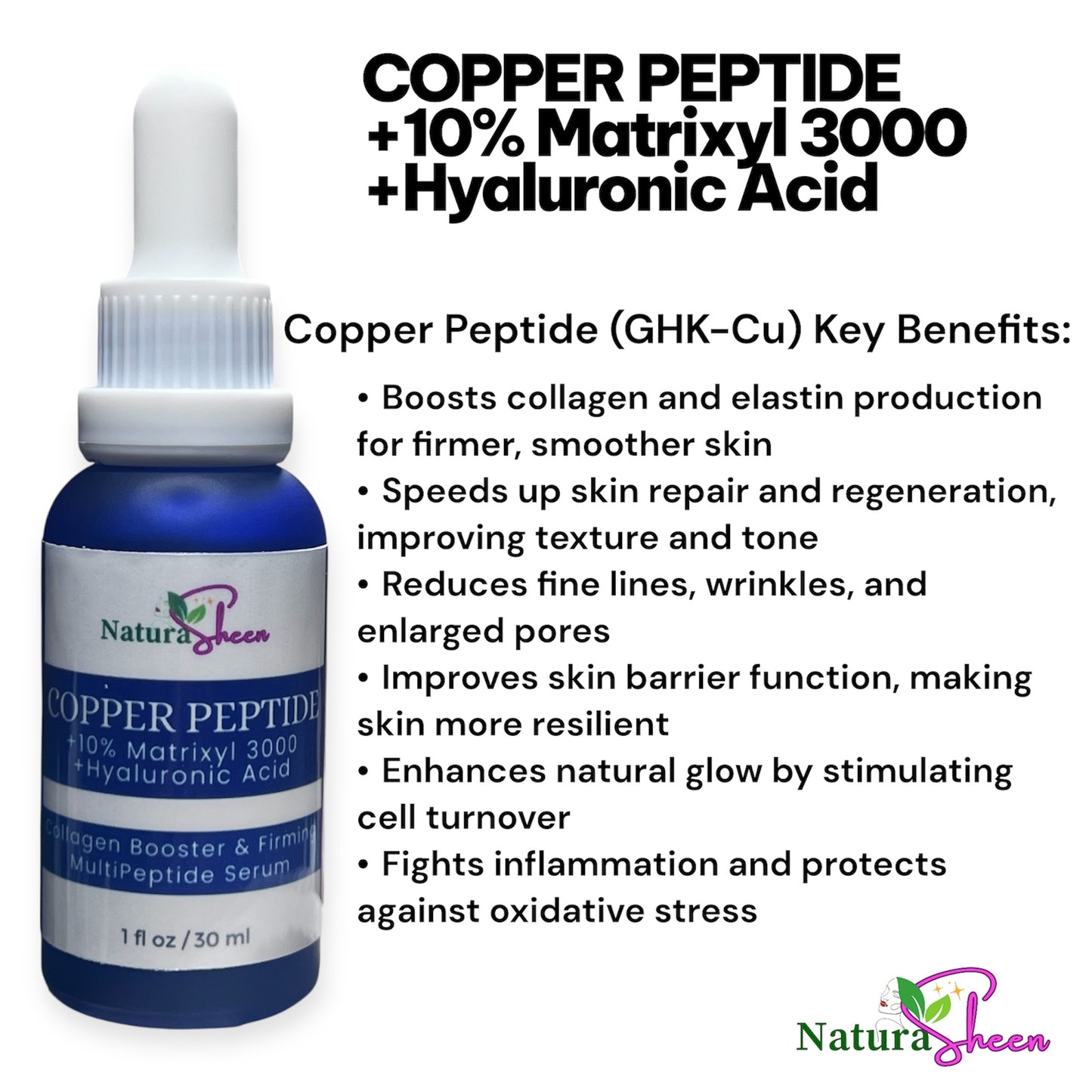 Copper Peptide + 10% Matrixyl 3000 + Hyaluronic Acid Multipeptide Serum 1 oz Anti-aging Firming Collage. booster