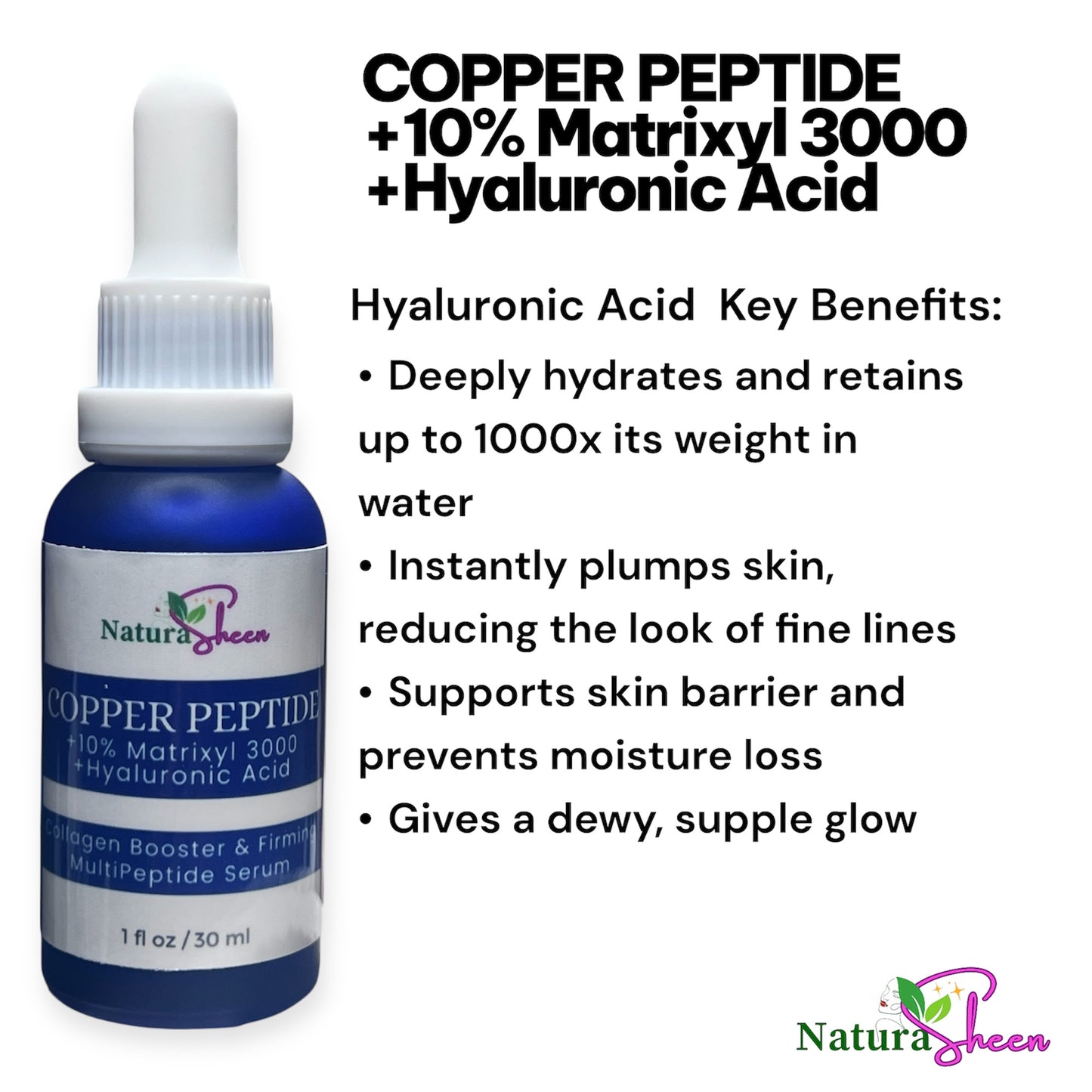 Copper Peptide + 10% Matrixyl 3000 + Hyaluronic Acid Multipeptide Serum 1 oz Anti-aging Firming Collage. booster