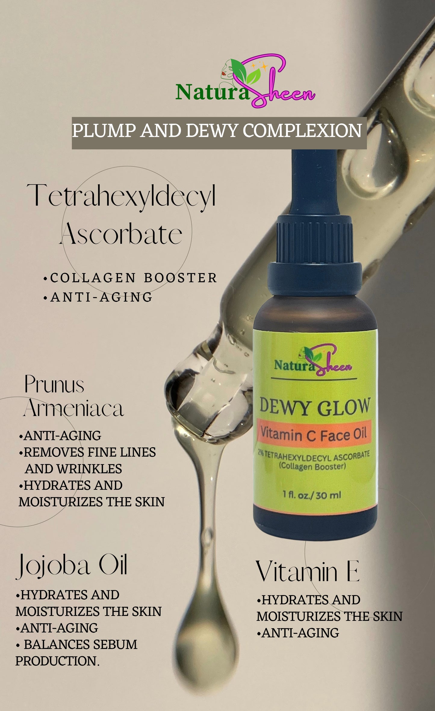 DEWY GLOW Vitamin C Face Oil 1oz/ 30ml