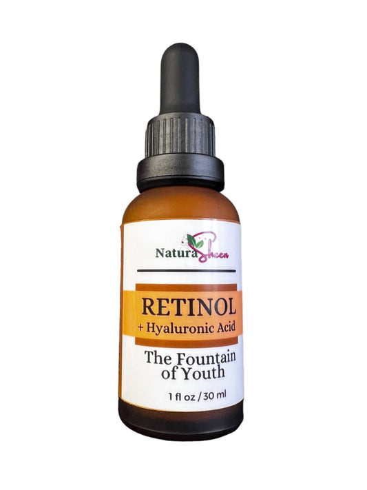 1% RETINOL + Hyaluronic Acid “The Fountain of Youth” Serum. Retinol, Hyaluronic Acid, Licorice Extract,