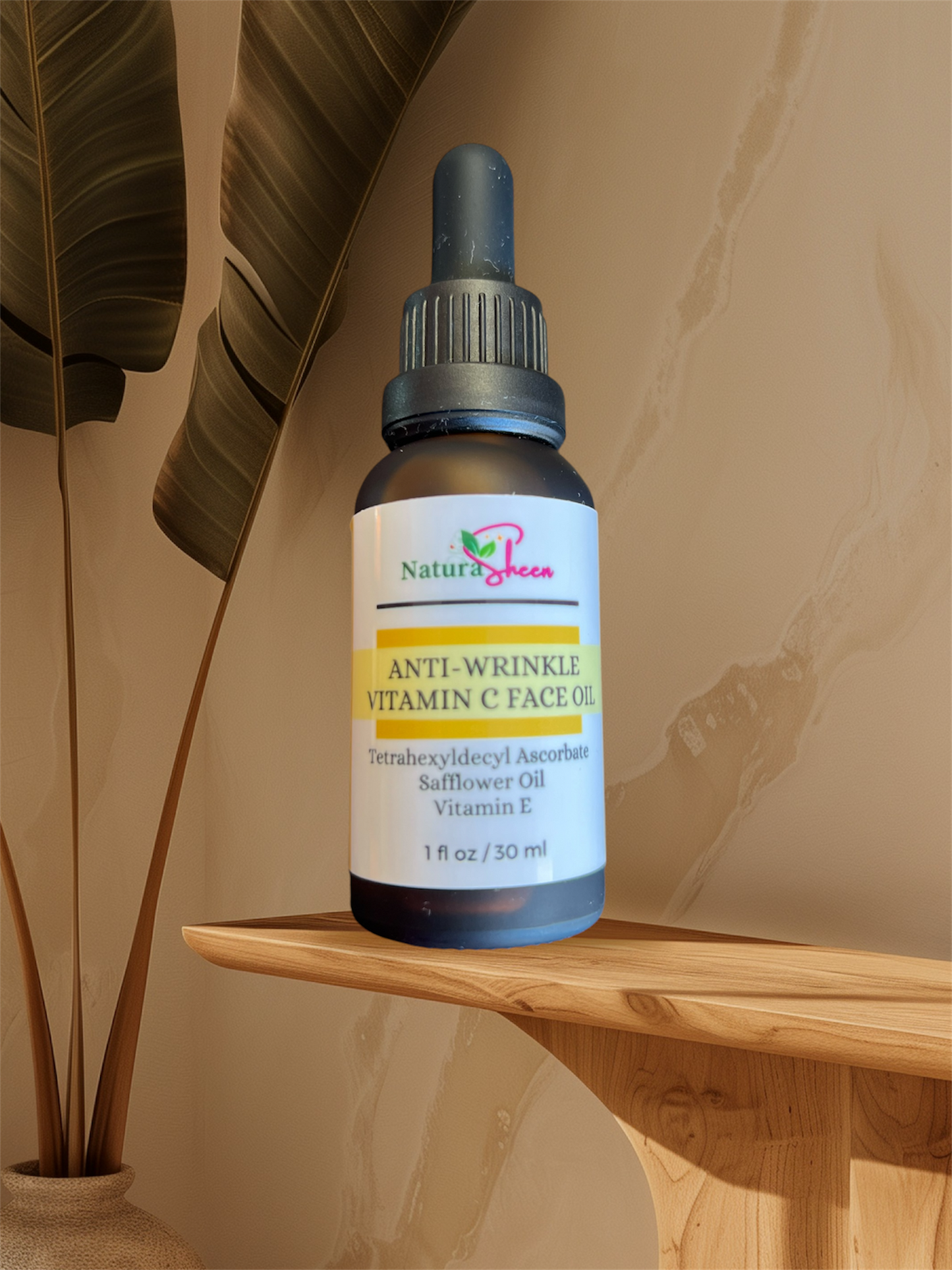 Anti-Wrinkle Vitamin C Face Oil. Tetrahexyldecyl Ascorbate THDA Vitamin C Face Oil with Vitamin E, Safflower Oil, and Licorice Extract. Fragrance Free. No preservatives or artificial dyes. Brightening Radiant Hydrate Moisturize