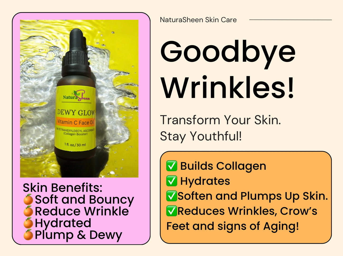 DEWY GLOW Vitamin C Face Oil 1oz/ 30ml