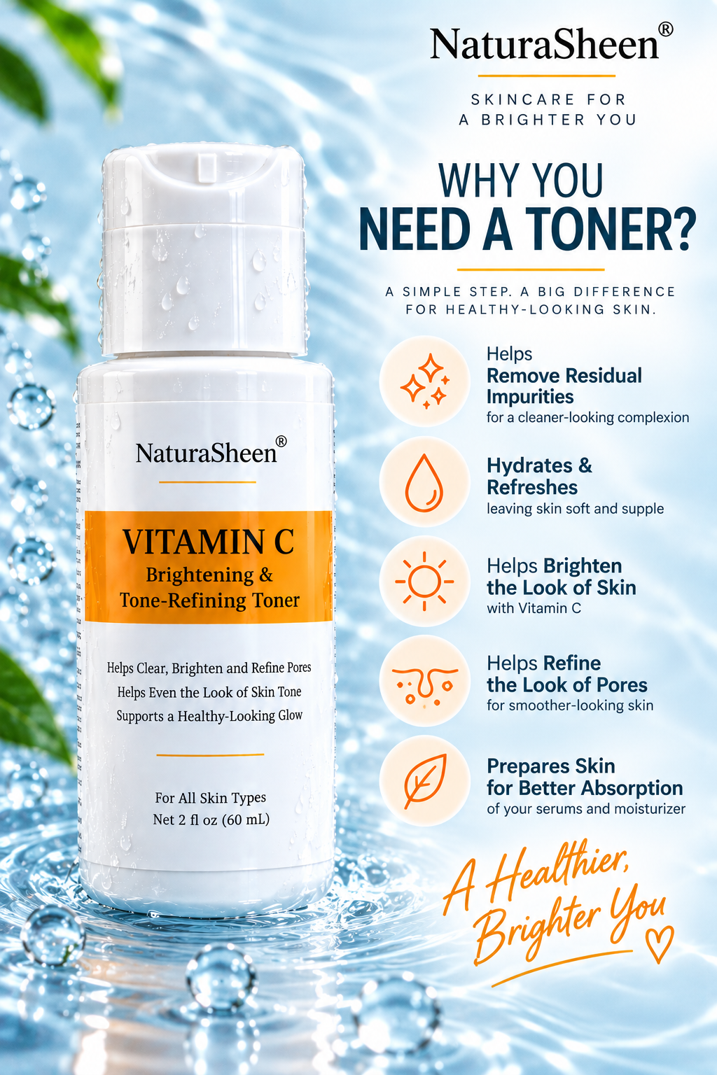 NaturaSheen® Vitamin C Brightening & Tone-Refining Toner