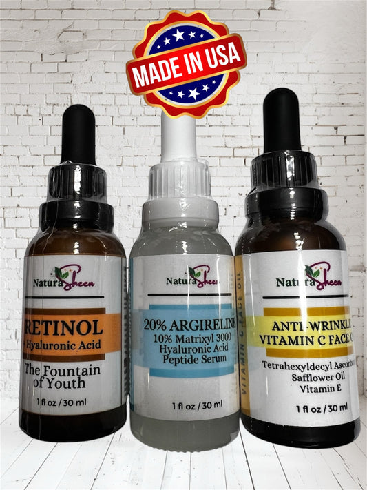 GOODBYE WRINKLES TRIO! RETINOL, ARGIRELINE, MATRIXYL 3000, 100% HYALURONIC ACID, TETRAHEXYLDECYL ASCORBATE(THDA), SAFFLOWER OIL