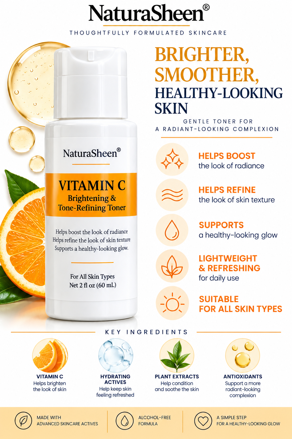 NaturaSheen® Vitamin C Brightening & Tone-Refining Toner