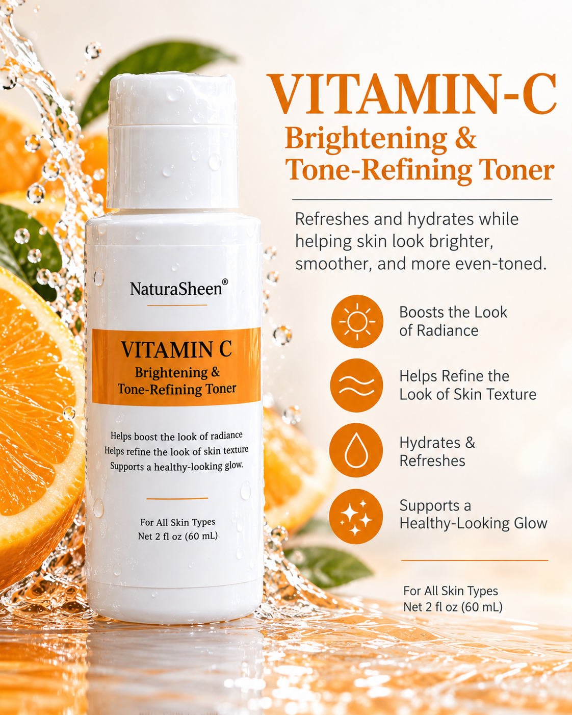 NaturaSheen® Vitamin C Brightening & Tone-Refining Toner