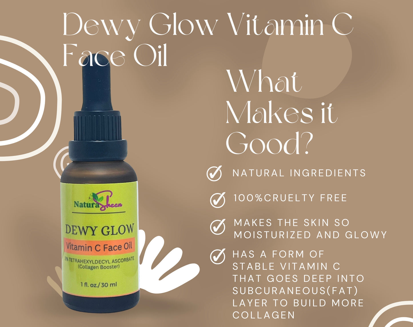 DEWY GLOW Vitamin C Face Oil 1oz/ 30ml