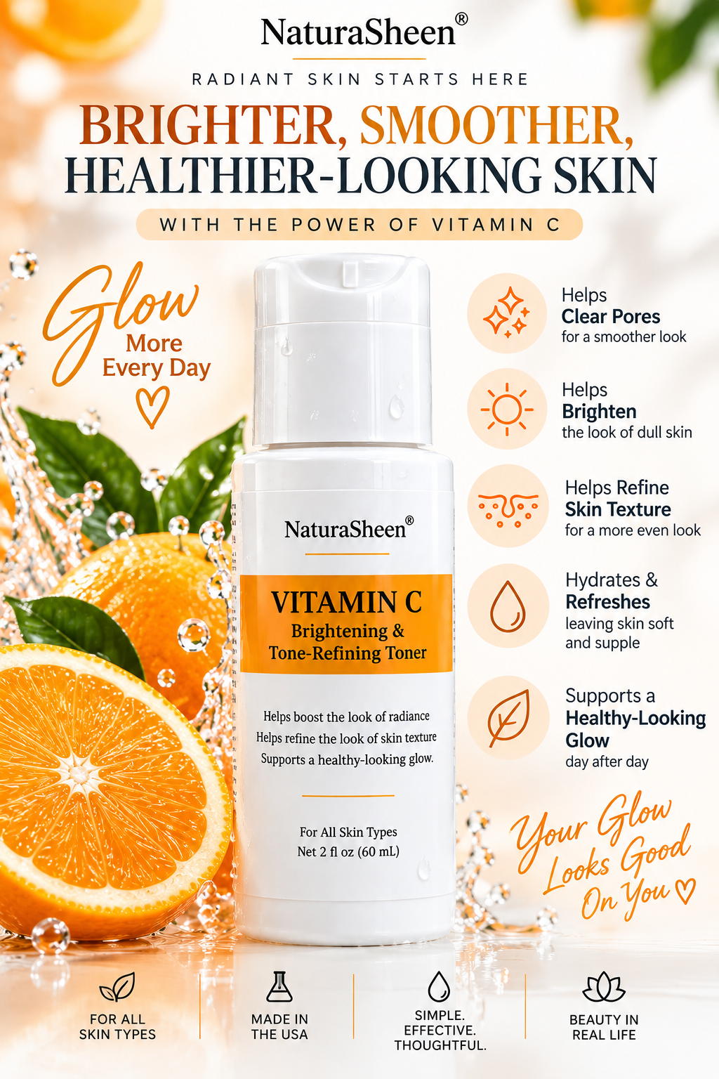 NaturaSheen® Vitamin C Brightening & Tone-Refining Toner