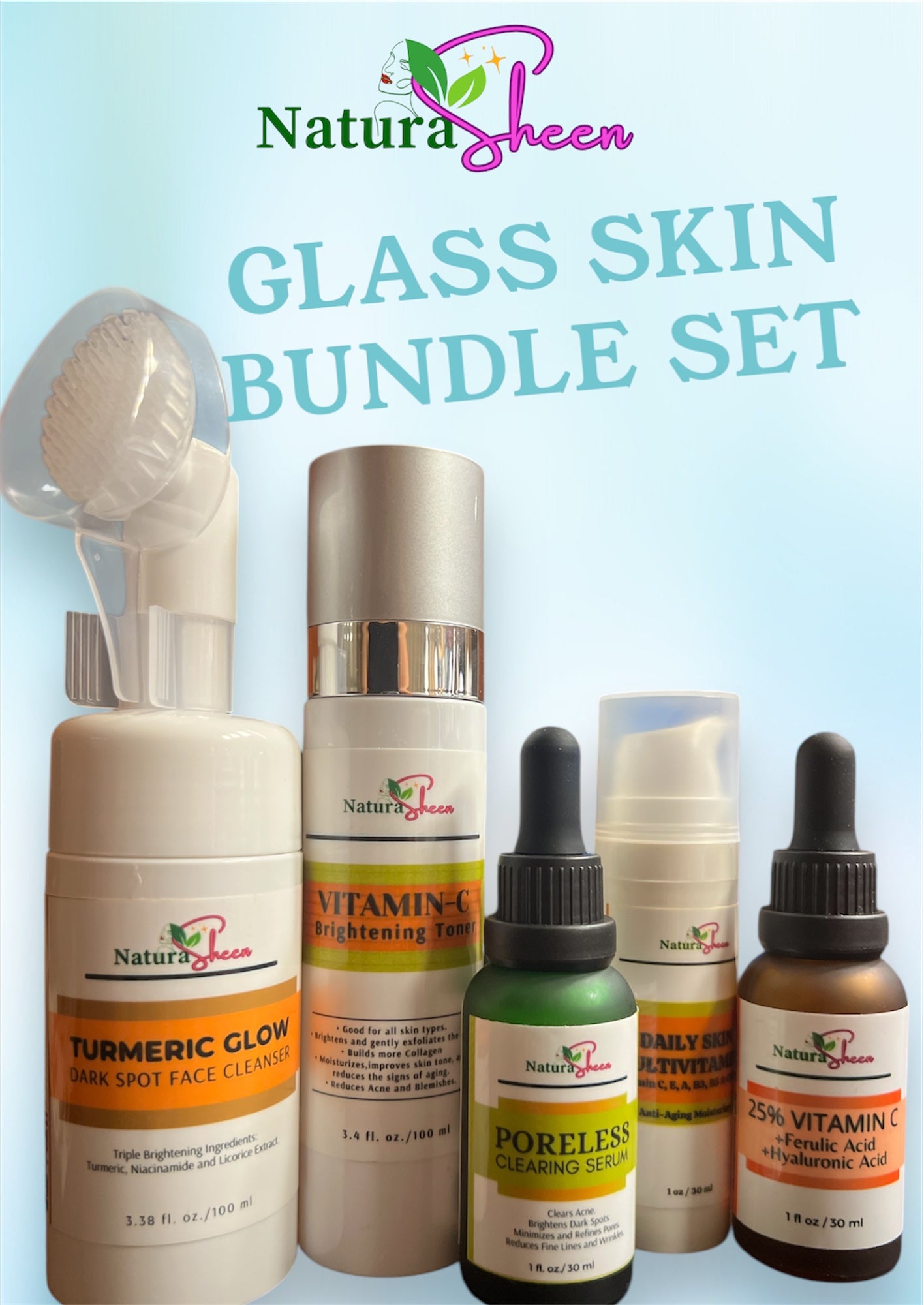 NATURASHEEN Glass Skin Bundle Set - Skincare & Comfort for All Skin Types