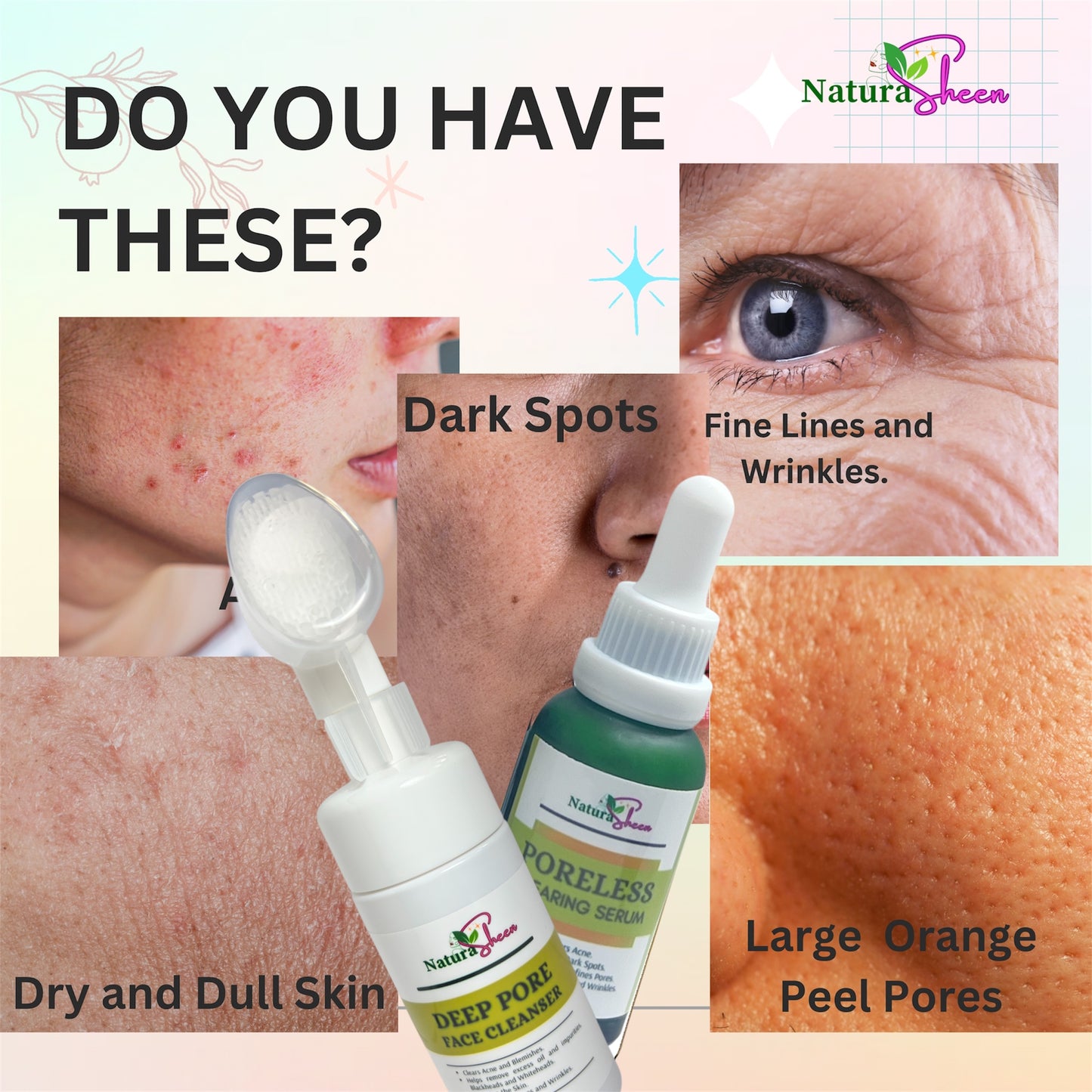 Clear Skin Duo for Acne, Dark Spot, Dull Skin, Large Pores, Fine Lines