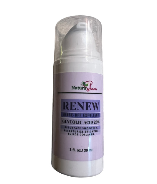 RENEW Rinse-Off Exfoliant. Retexturize. Smoothens. Resurface. Brighten. Builds Collagen.