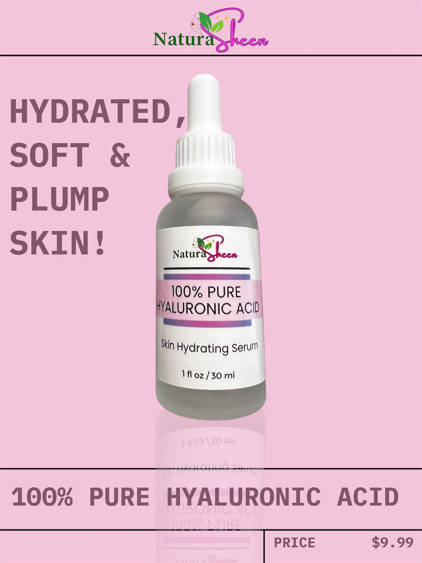 100% PURE HYALURONIC ACID. Skin Hydrating Serum