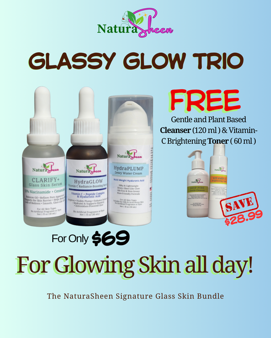 GLASSY GLOW TRIO + Free Gentle Plant Based Cleanser and Toner