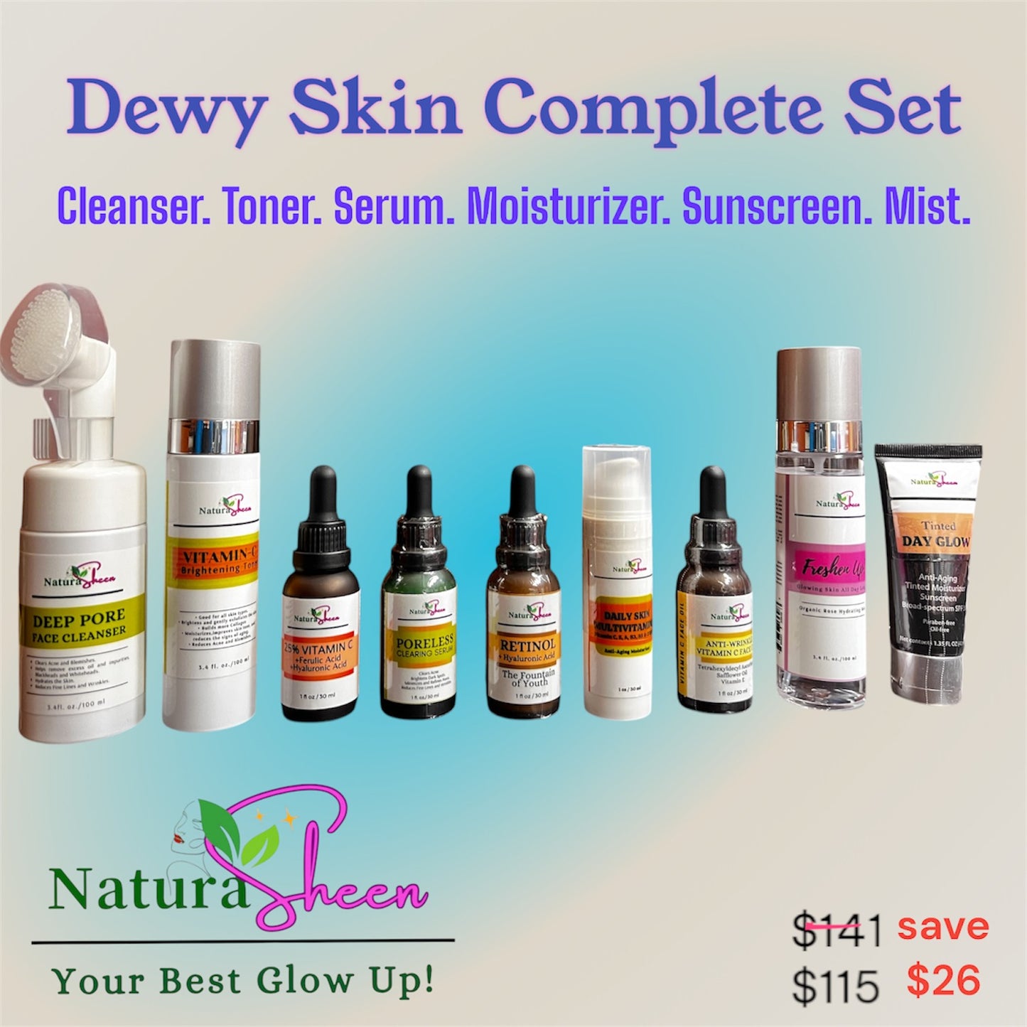 DEWY SKIN COMPLETE SET for Morning and Night Routine