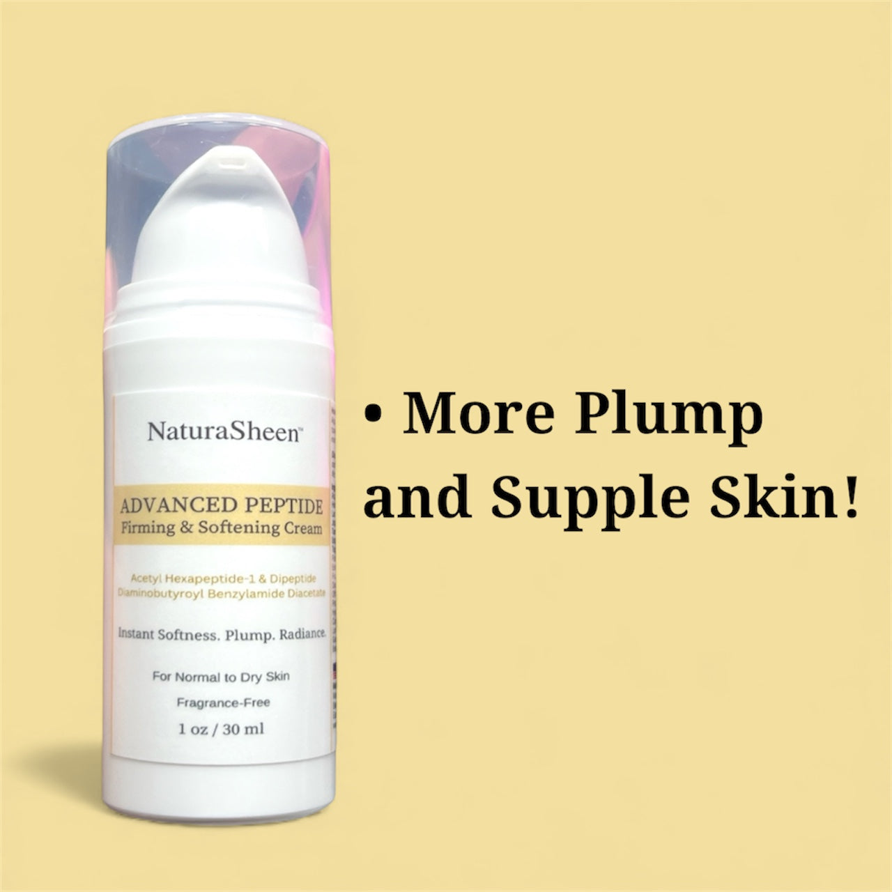 ADVANCED PEPTIDE Firming and Softening Cream 1oz/30ml Acetyl Hexapeptide-1 & Dipeptide Diaminobutyroyl Benzylamide Diacetate