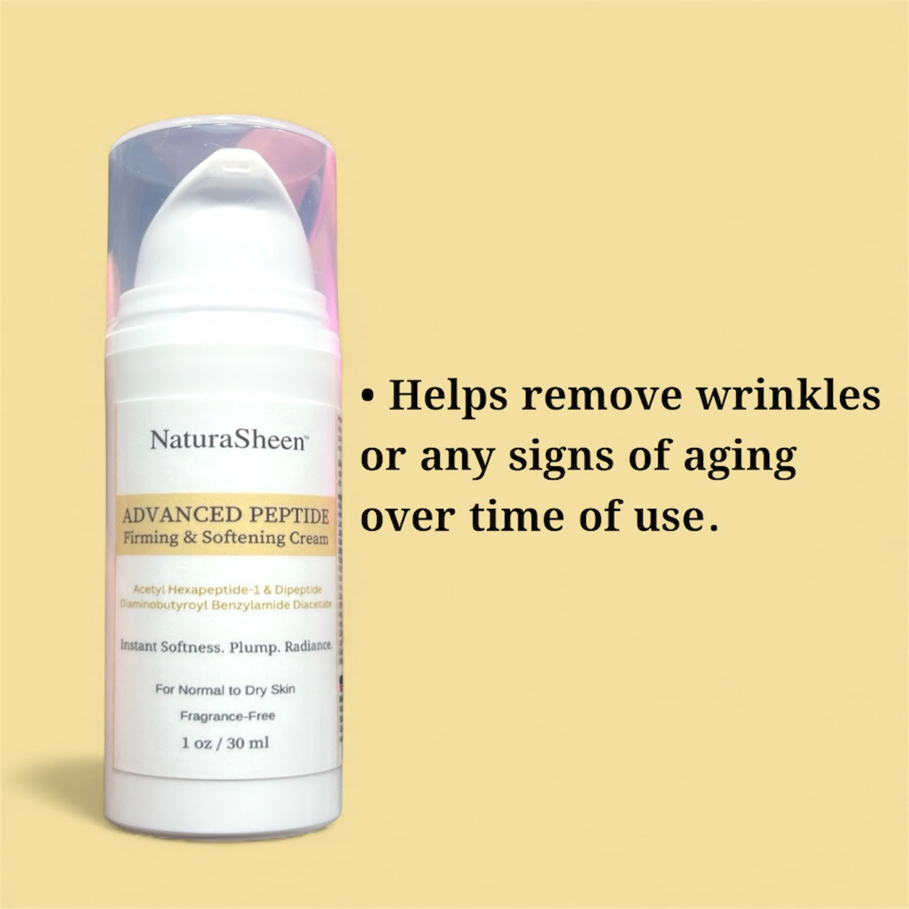 ADVANCED PEPTIDE Firming and Softening Cream 1oz/30ml Acetyl Hexapeptide-1 & Dipeptide Diaminobutyroyl Benzylamide Diacetate