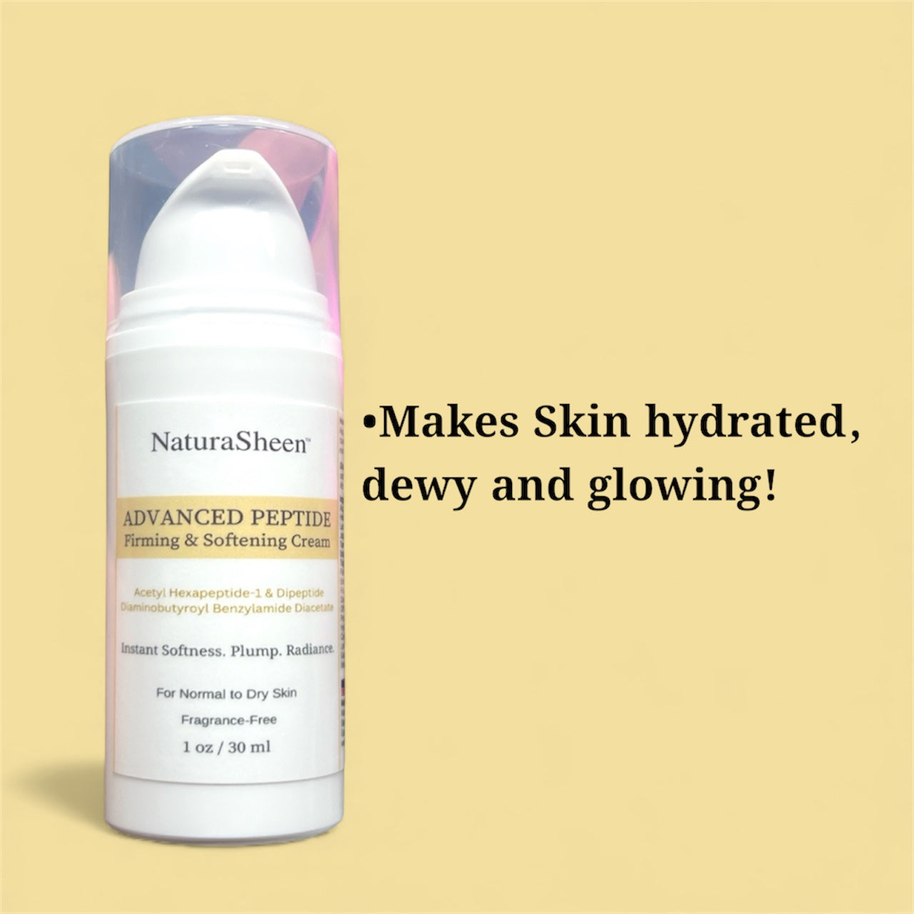 ADVANCED PEPTIDE Firming and Softening Cream 1oz/30ml Acetyl Hexapeptide-1 & Dipeptide Diaminobutyroyl Benzylamide Diacetate